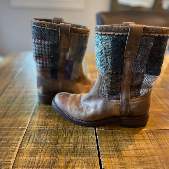 COPY - Sendra Boots Distressed Plaid Patchwork EUC Worn Once for a Few Hours - Picture 2 of 15